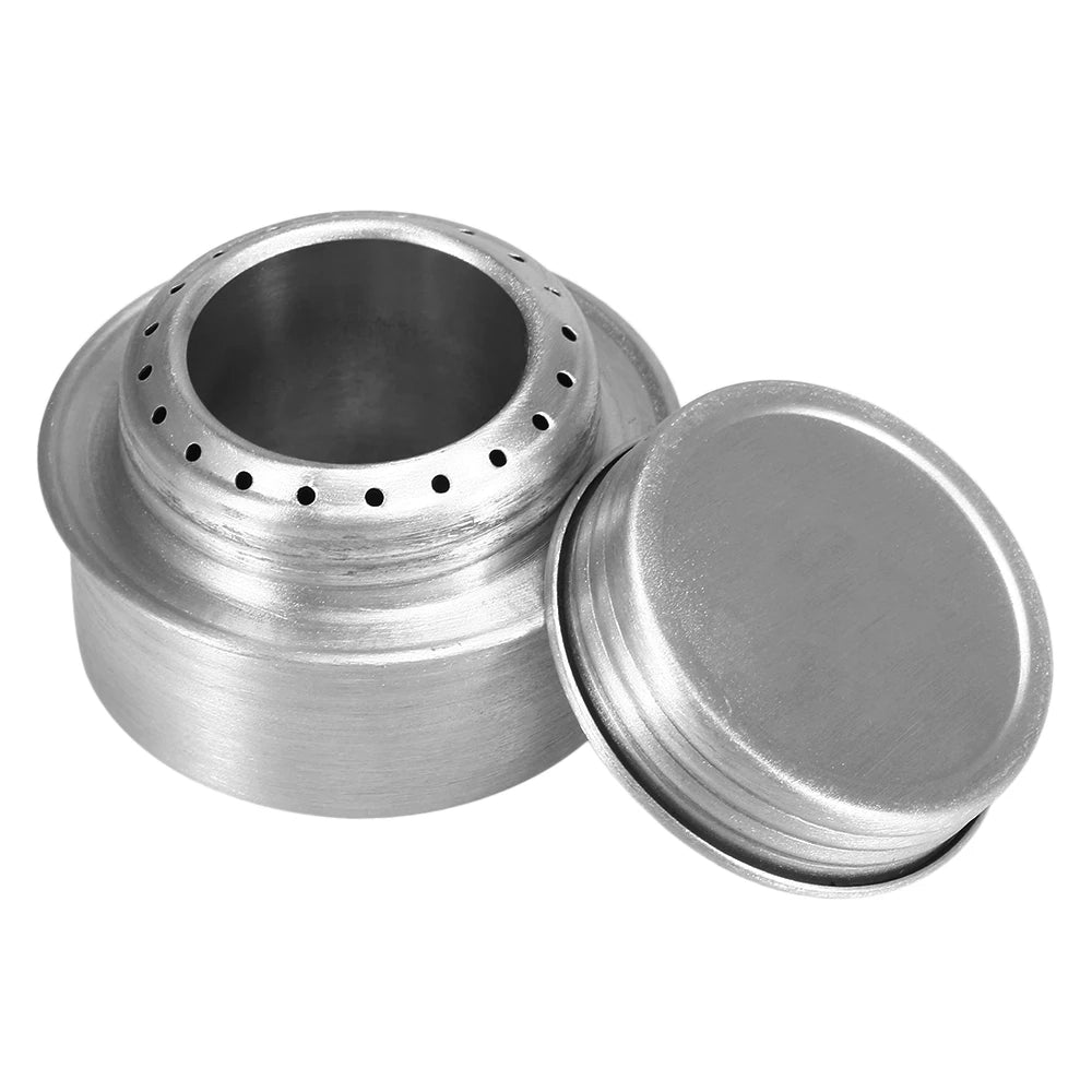 Palm-sized alcohol burner that fits in a kitchen drawer