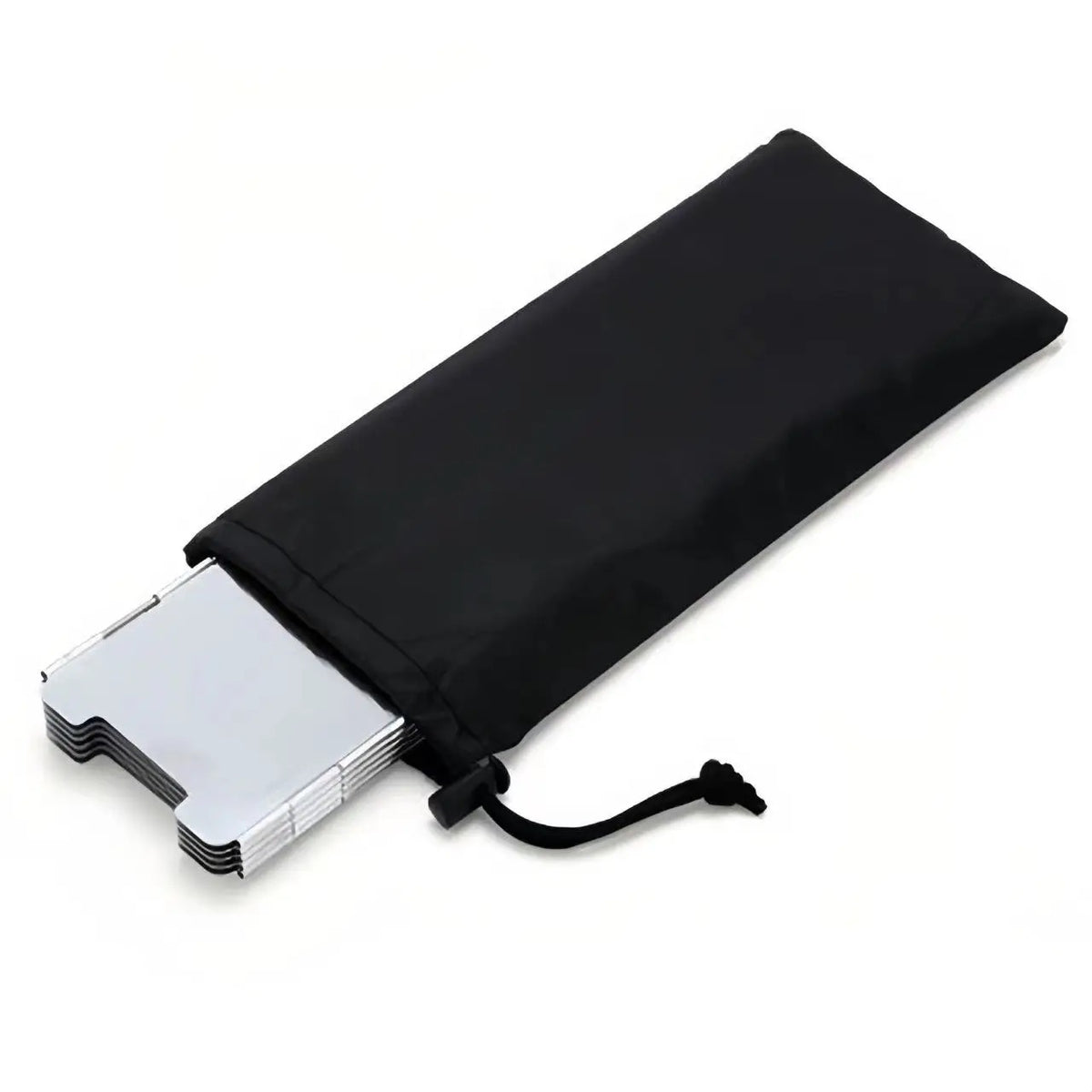 Wind shield packed in its drawstring bag